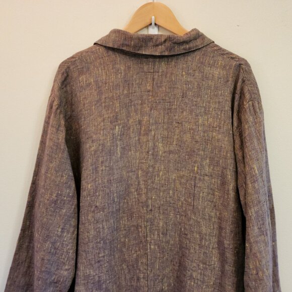 FLAX 100% Linen 1x Ruby Fruit Color Cross Weave Jacket Long Sleeves NWT Comfort - Picture 10 of 14